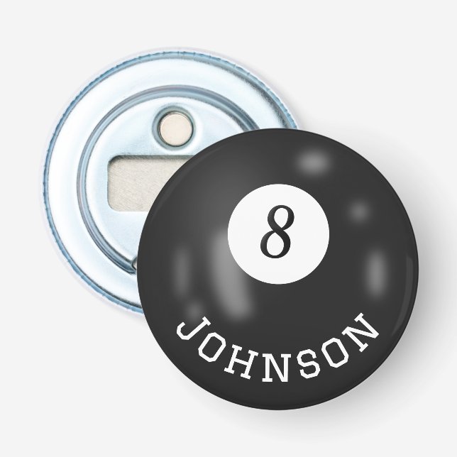 Eight Ball With Custom Name Bottle Opener (Front)