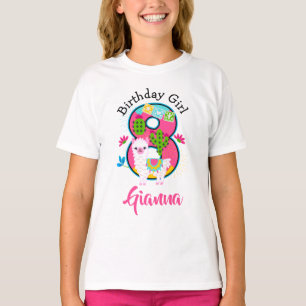 Eight Birthday Girl llama Party  T-Shirt