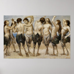 Eight Dancing Women in Bird Bodies Poster