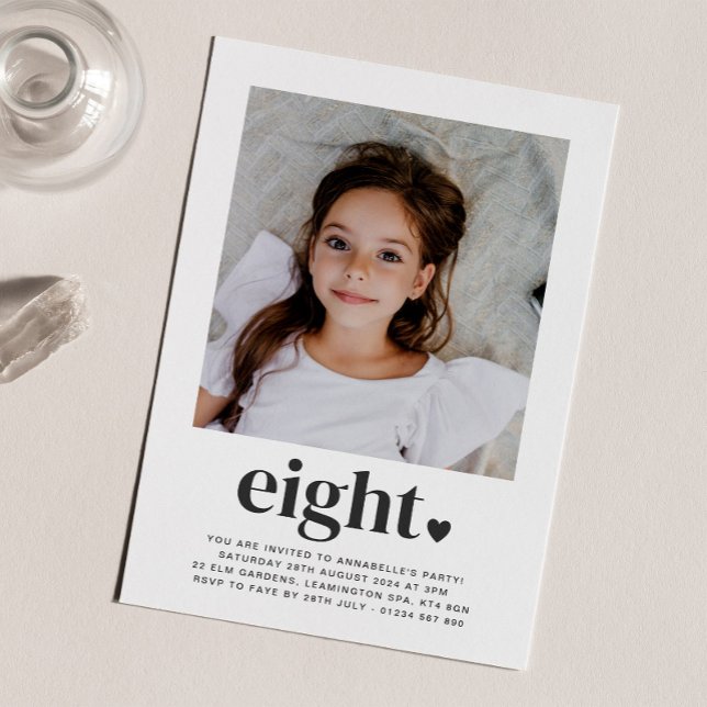 Eight Heart - Square Photo Birthday Invitation (Creator Uploaded)