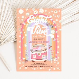 Eight is a Vibe Daisy Groovy 8th Birthday Invitation