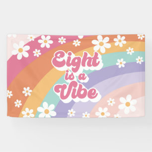 Eight is a Vibe Retro Rainbow 8th Birthday Banner