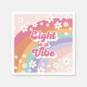 Eight is a Vibe Retro Rainbow 8th Birthday Napkin