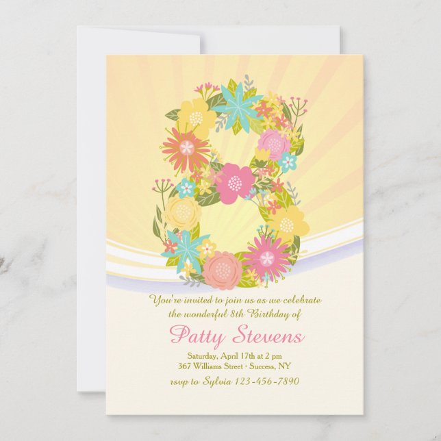 Eight Is A Wonderful Birthday Invitation (Front)