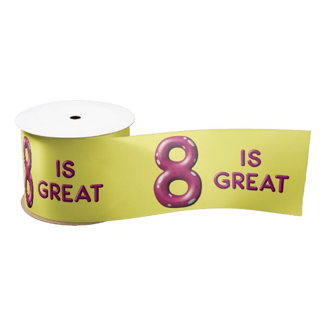 Eight is Great 3D Balloon Text Birthday Satin Ribbon (Spool)