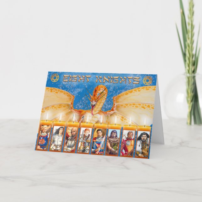Eight Knights of Hanukkah Holiday Card (Front)