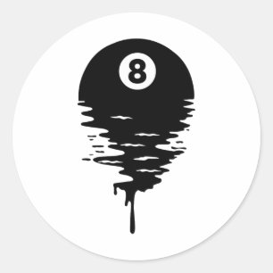 Eight Ll Melting Liquid Dripping Pool Billiards Classic Round Sticker