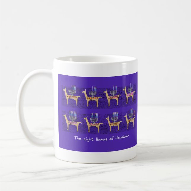 Eight Llamas of Hanukkah mug (Left)