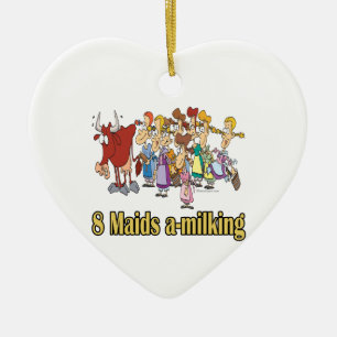 eight maids a-milking 8th eighth day christmas ceramic ornament