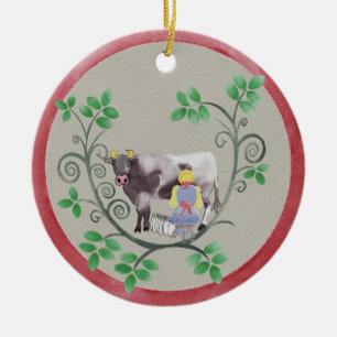 Eight Maids a-Milking Christmas Ornament