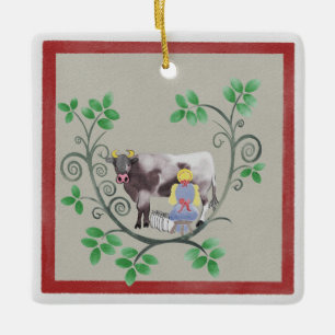 Eight Maids a-Milking Christmas Ornament