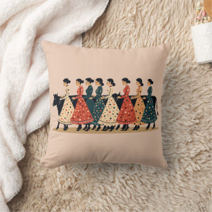 Eight Maids A Milking Cut-Out Stencil-Style 1 Cushion