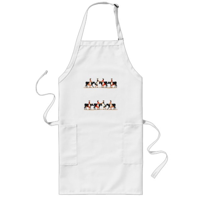 Eight Maids A Milking Cut-Out Stencil-Style 3 Long Apron (Front)