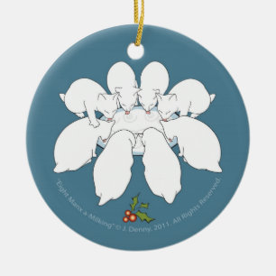 Eight Manx a-Milking... Christmas Tree Ceramic Ornament