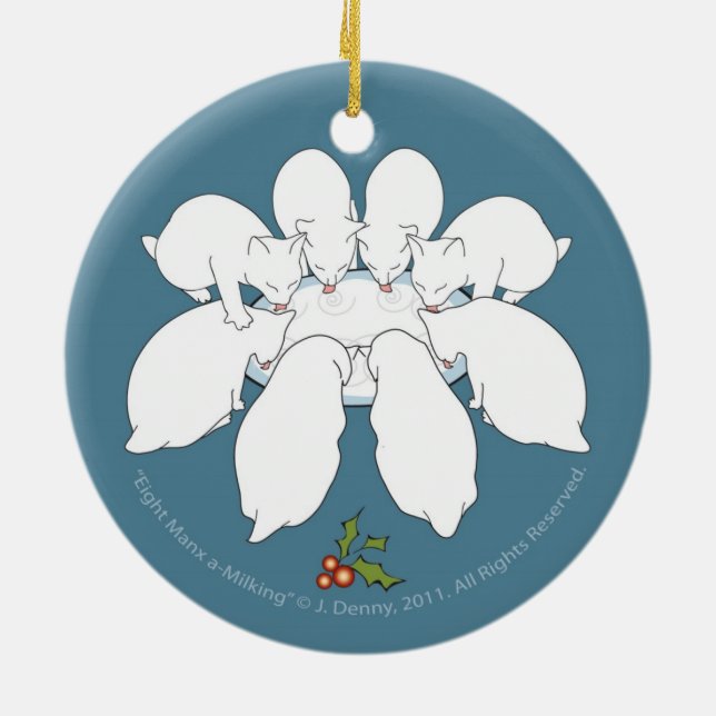 Eight Manx a-Milking... double sided Ceramic Ornament (Back)