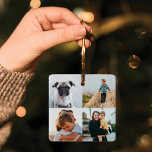Eight Photo Square Collage Minimal Family Photo Ceramic Ornament<br><div class="desc">Simple,  minimal family photo collage ornament for you to display eight of your favorite family photo memories. Add four photos to the front and four photo to the back of the ornament. Perfect ornament to send a gift or for yourself.</div>