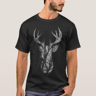 Eight Point Buck Deer Silhouette Woodlands T Shirt