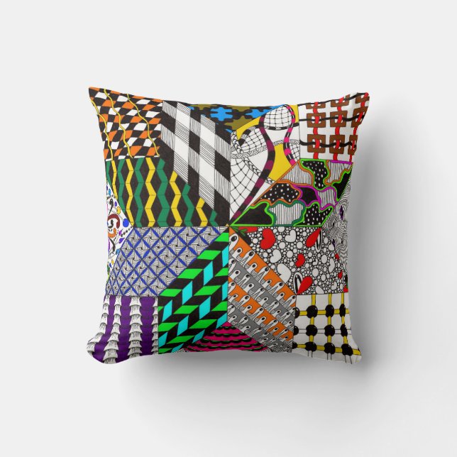 Eight Point Quilt Block Coloured Decorative Pillow (Front)