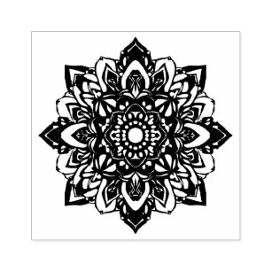 Eight Point Star Flower Mandala Rubber Stamp