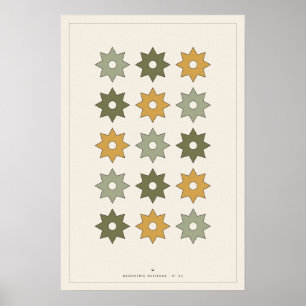 Eight Point Star Pattern Wall Art Poster, Sage Oli