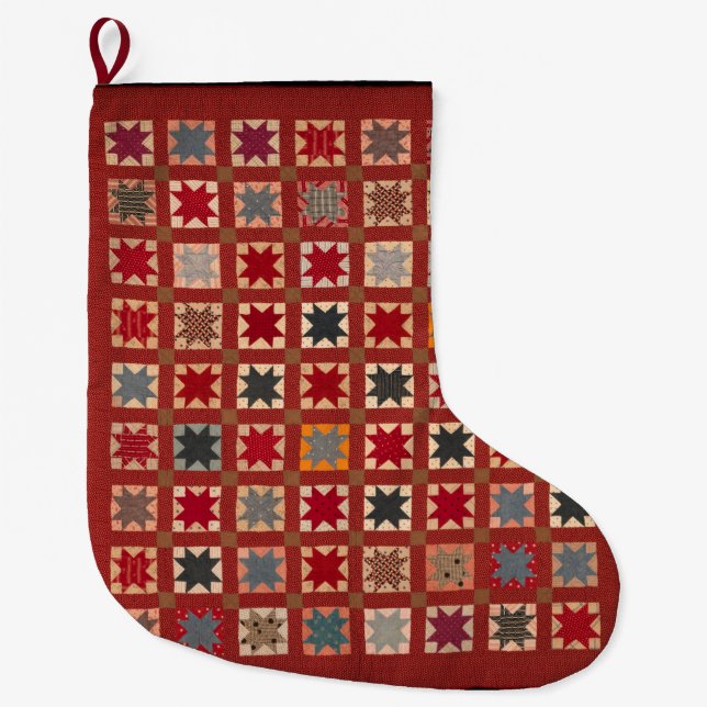 Eight-Pointed Star quilt Large Christmas Stocking (Front)