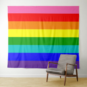 Eight Stripe Rainbow Pride Flag Horizontal Tapestry
