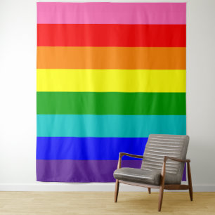 Eight Stripe Rainbow Pride Flag Vertical Tapestry