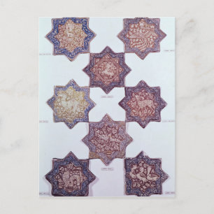 Eight tiles decorated with animals postcard