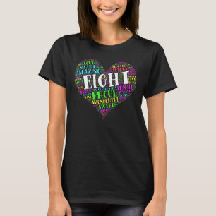 Eight Year Old 8th Birthday Heart Typography T-Shirt