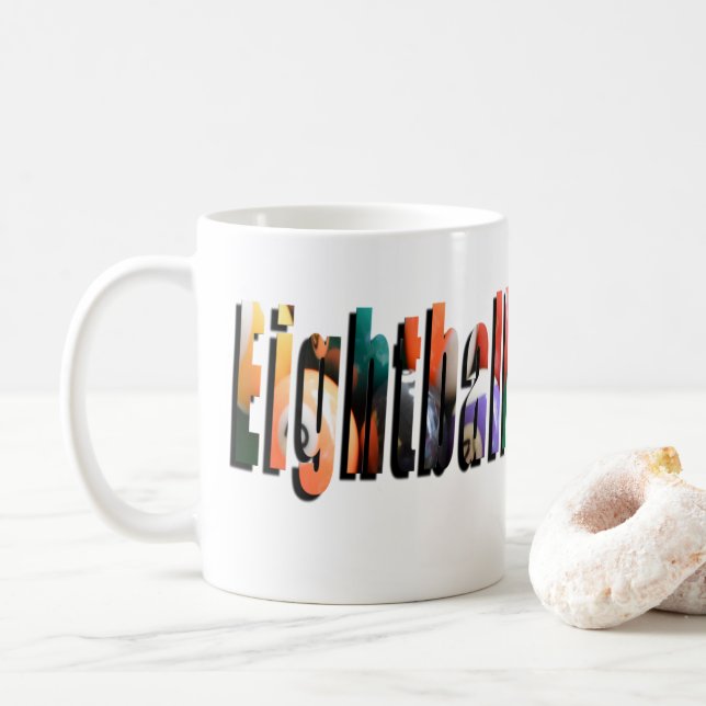 Eightball Dimensional Logo, Coffee Mug (With Donut)
