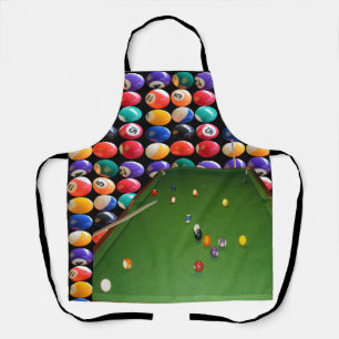Eightball Table Oilpaint With Balls And Cues, Apron