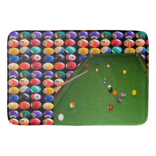 Eightball Table Oilpaint With  Balls And Cues, Bath Mat