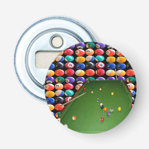 Eightball Table Oilpaint With  Balls And Cues, Bottle Opener