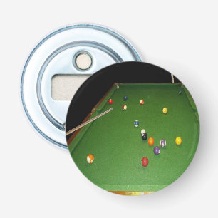 Eightball Table Oilpaint With  Balls And Cues, Bottle Opener