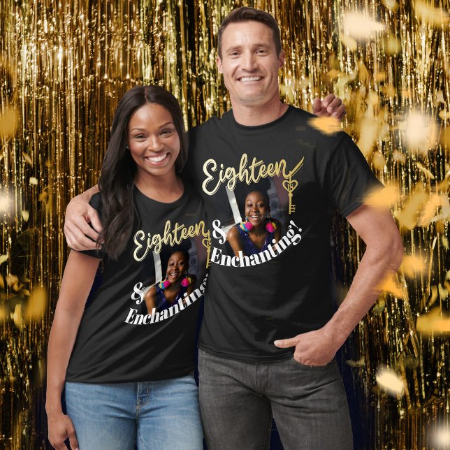 Eighteen and enchanting 18th birthday gold key T-Shirt (Creator Uploaded)