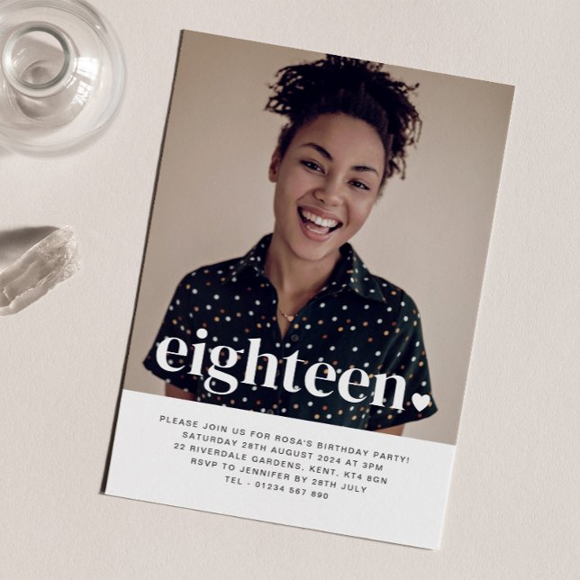 Eighteen Heart Photo Birthday Invitation  (Creator Uploaded)