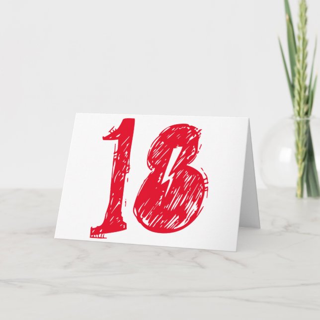 Eighteen is a big deal, big red text on white. card (Front)