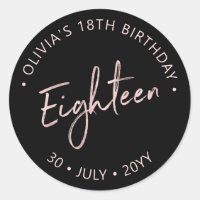 Eighteen | Rose gold Lettering 18th Birthday