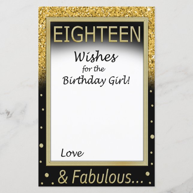 Eighteen Wishes for the birthday girl (Front)