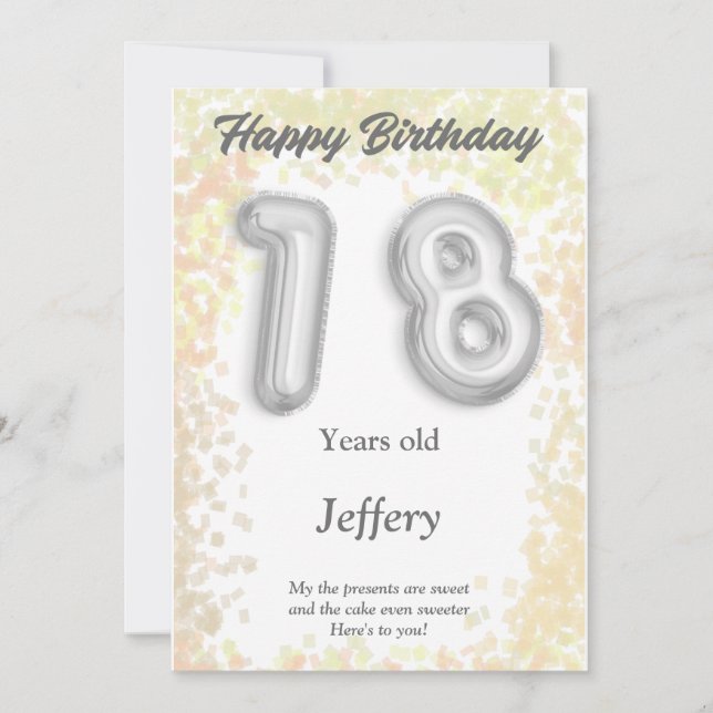 Eighteen year old Happy Birthday card (Front)