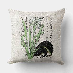 Eighteenth Century Japanese Botanical Frog Toad  Cushion