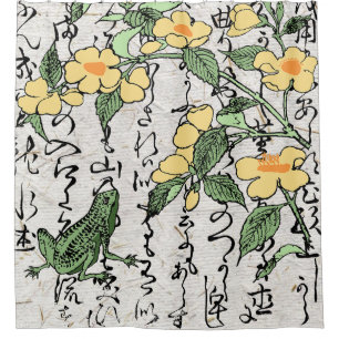 Eighteenth Century Japanese Botanical Frog Toad Shower Curtain