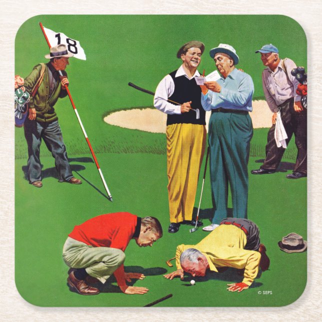 Eighteenth Hole Square Paper Coaster (Front)