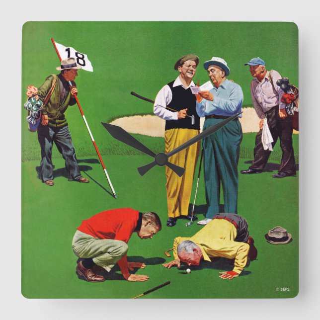 Eighteenth Hole Square Wall Clock (Front)