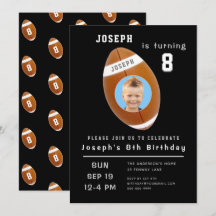 Eighth Birthday Black Custom Photo Age Football