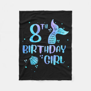 Eighth Birthday Girl Mermaid 8th Toddlers Back to Fleece Blanket
