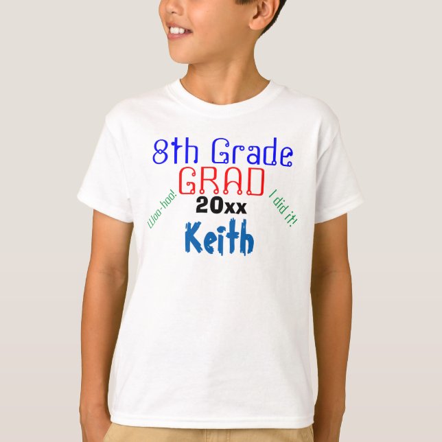 Eighth Grade Graduation Colourful Name Kids T-Shirt (Front)