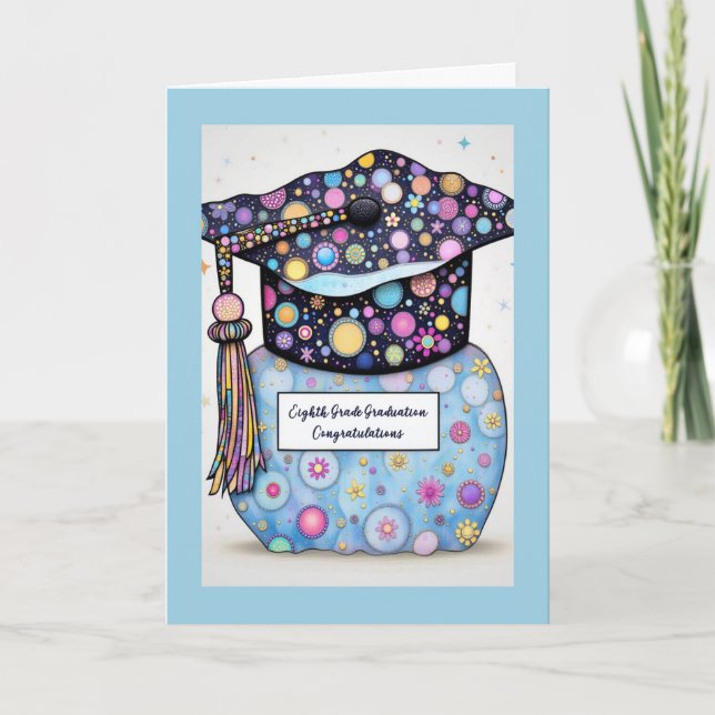 Eighth Grade Graduation Mostly Blue Card (Front)