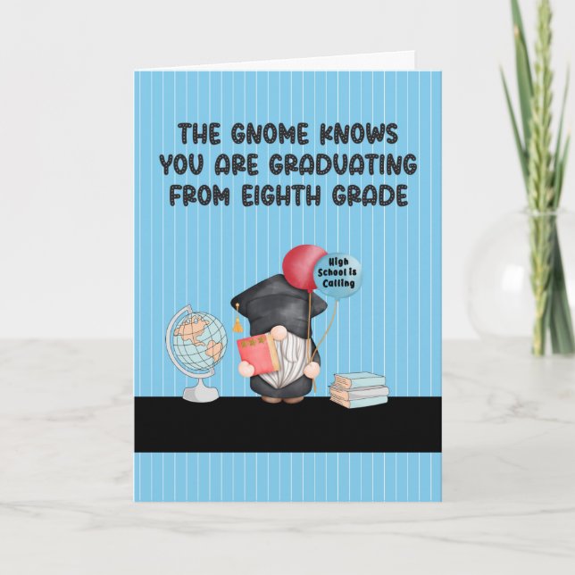 Eighth Grade Graduation with Gnome Card (Front)