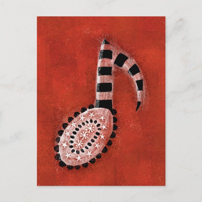 Eighth Note On Red Postcard - Music Theme (Front)